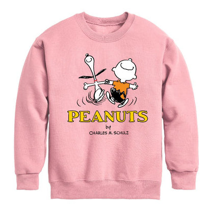 Boys' - Peanuts - Charlie Snoopy Dancing Graphic Long Sleeve Fleece Sweatshirt