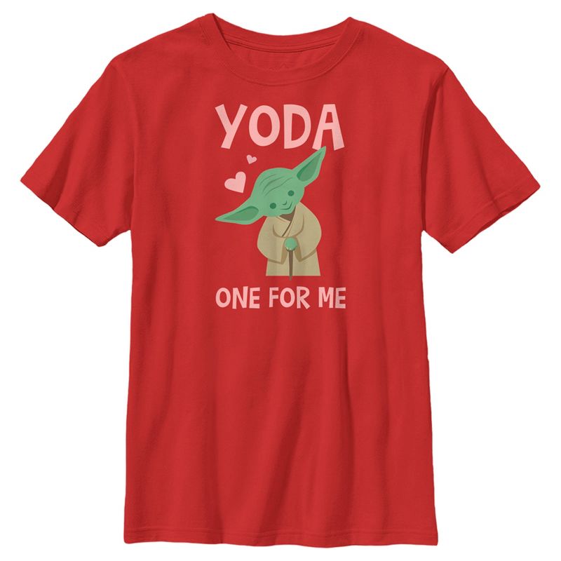 Boy's Star Wars Valentine's Day Yoda One for Me Simple T-Shirt