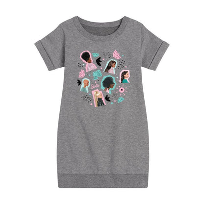 Girls' - Barbie - Easter Graphic Short Sleeve Fleece Dress