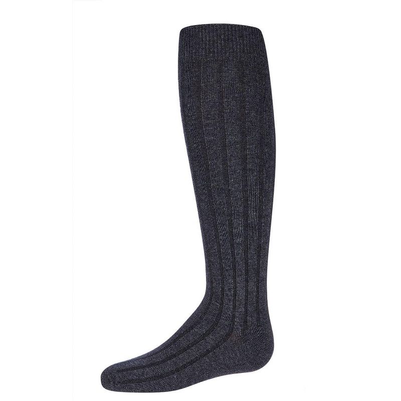 Memoi Girls Wide Ribbed Cotton Blend Uniform Knee Socks