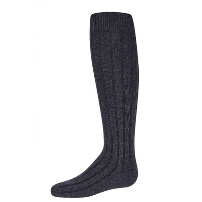 Memoi Girls Wide Ribbed Cotton Blend Uniform Knee Socks