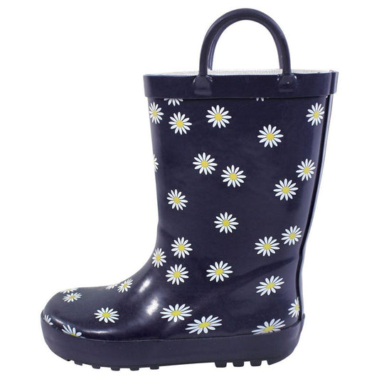Hudson Baby Infant Girl Rain Boots, Navy Ditsy Daisy