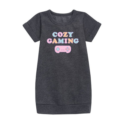 Girls' - Instant Message - Cozy Gaming Graphic Short Sleeve Fleece Dress