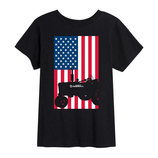 Boys' - Case IH - American Flag Farmall Tractor Silhouette Short Sleeve Graphic T-Shirt