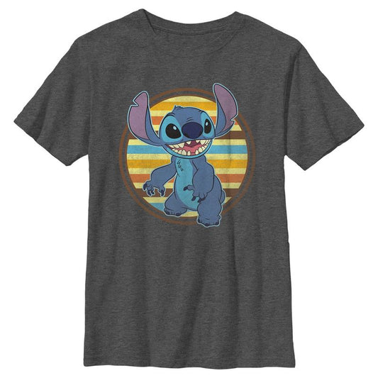 Boy's Lilo & Stitch Retro Striped Circle Stitch T-Shirt