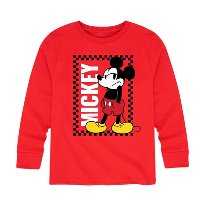 Boys' - Disney - Mickey Checker Frame Long Sleeve Graphic T-Shirt