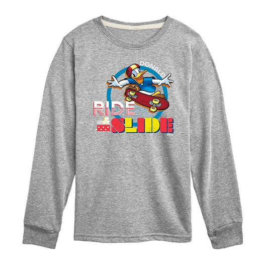 Boys' - Disney - Donald Duck Skater Ride & Slide Long Sleeve Graphic T-Shirt