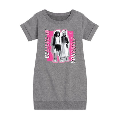 Girls' - Barbie - Believe In Yourself Graphic Short Sleeve Fleece Dress