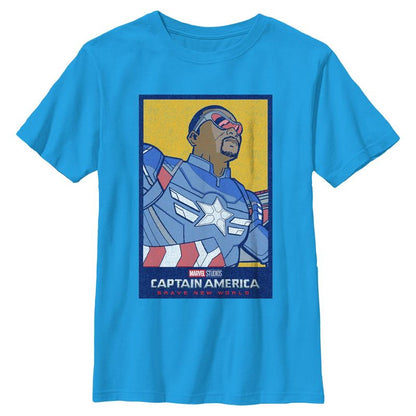 Boy's Captain America: Brave New World Animated Poster T-Shirt