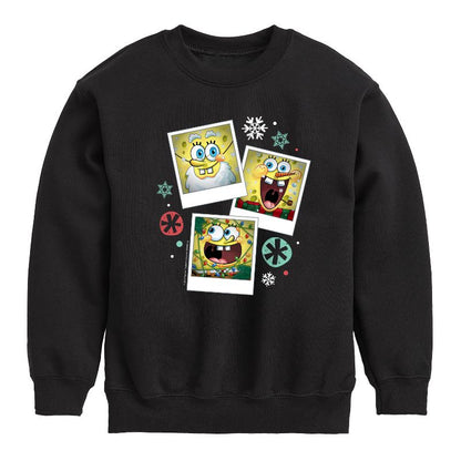 Boys' - SpongeBob SquarePants - Christmas Photo Collage Graphic Long Sleeve Fleece Sweatshirt