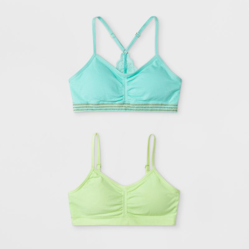 Maidenform Girls' 2pk Seamfree Lace Back Crop Bra - White