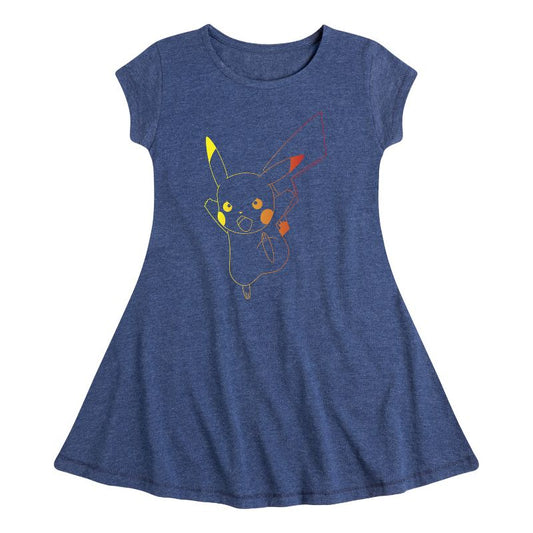 Girls' - Pokémon - Pikachu Outline Fit & Flair Cap Sleeve Dress