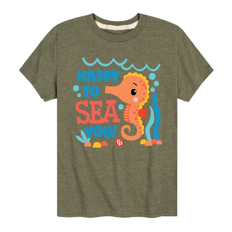 تي شيرت جرافيكي بأكمام قصيرة مطبوع عليه عبارة "Happy To Sea You" للأولاد من Fisher-Price