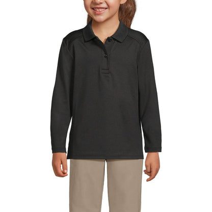 Lands' End School Uniform Kids Long Sleeve Feminine Fit Rapid Dry Polo Shirt