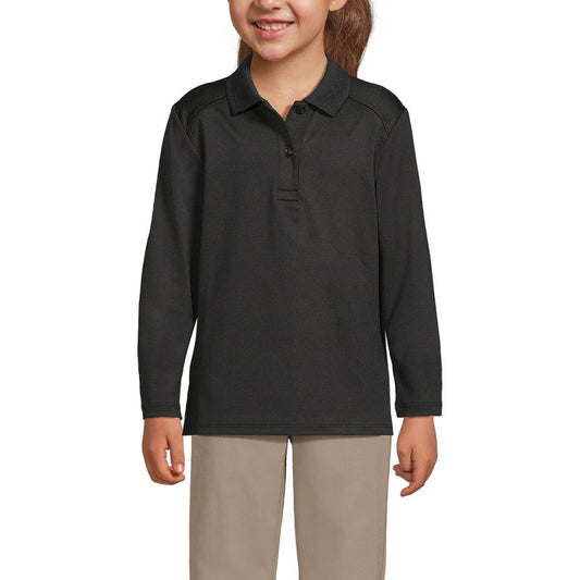 Lands' End School Uniform Kids Long Sleeve Feminine Fit Rapid Dry Polo Shirt