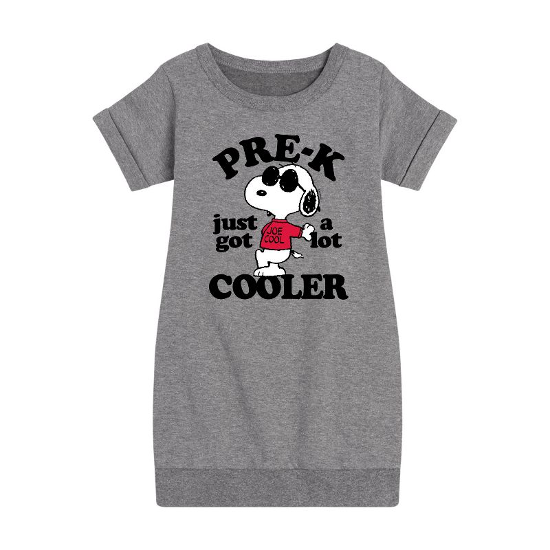 Girls' - Peanuts - Pre-K Just Got Cooler Graphic Short Sleeve Fleece Dress