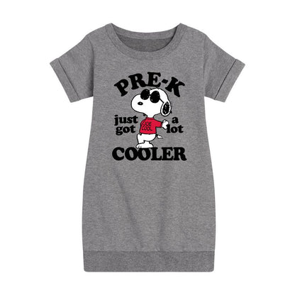 Girls' - Peanuts - Pre-K Just Got Cooler Graphic Short Sleeve Fleece Dress