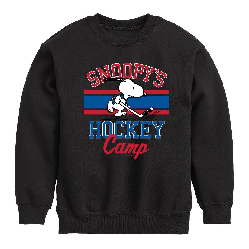 Boys' - Peanuts - Snoopy's Hockey Camp Graphic Long Sleeve Fleece Sweatshirt