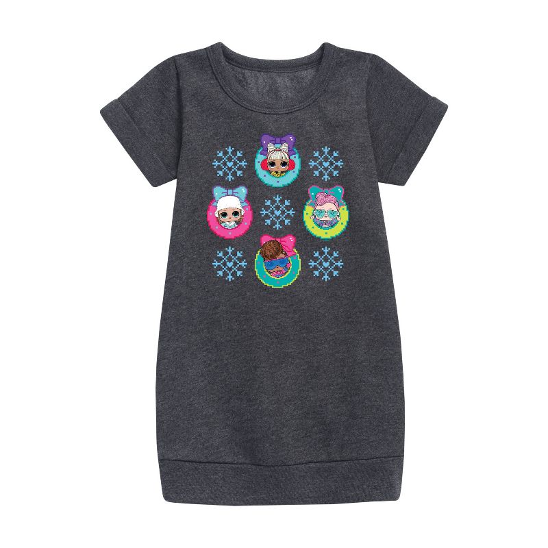 Girls' - Lol Surprise! - Snowflake Wreath Graphic Short Sleeve Fleece Dress