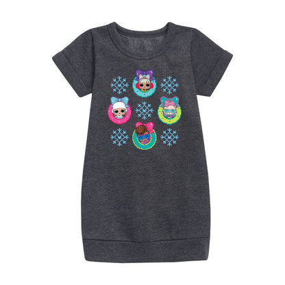 Girls' - Lol Surprise! - Snowflake Wreath Graphic Short Sleeve Fleece Dress
