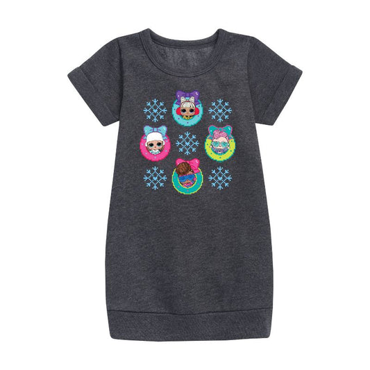 Girls' - Lol Surprise! - Snowflake Wreath Graphic Short Sleeve Fleece Dress