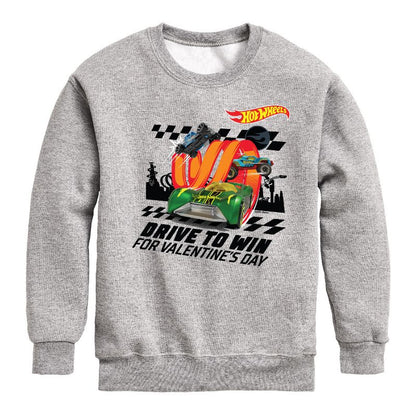 Boys' - Hot Wheels - Valentine's Drive to Win Graphic Long Sleeve Fleece Sweatshirt