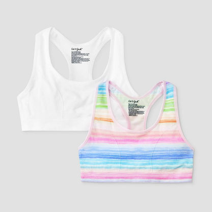 Girls' 2pk Sports Bra - Cat & Jack™ White/Pink/Blue