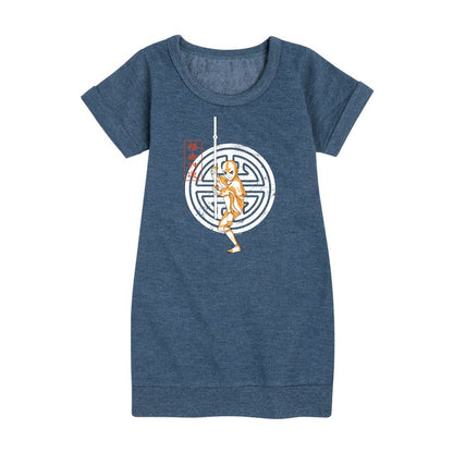 Girls' - Avatar: The Last Airbender - Aang Crest Graphic Short Sleeve Fleece Dress