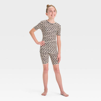 Girls' 2pc Short Sleeve Tight Fit Rib-Knit Pajama Set - Cat & Jack™
