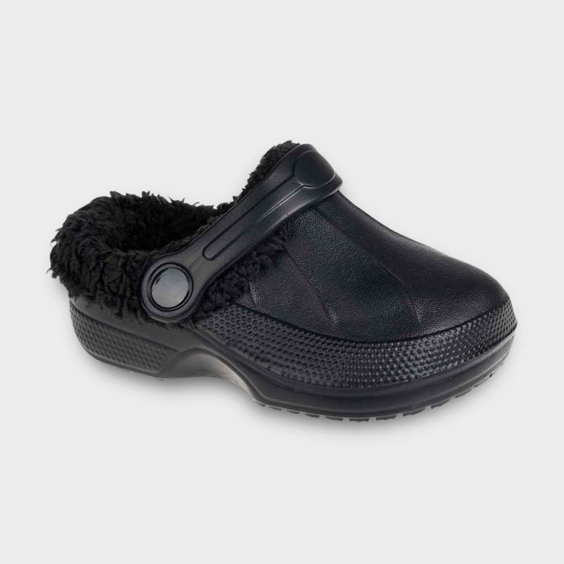 FOAMWALK حذاء كلوج صغير مبطن بالفرو للأولاد الصغار مع بطانة من جلد الغنم الصناعي - حذاء كلوج كلاسيكي مبطن للأطفال الصغار