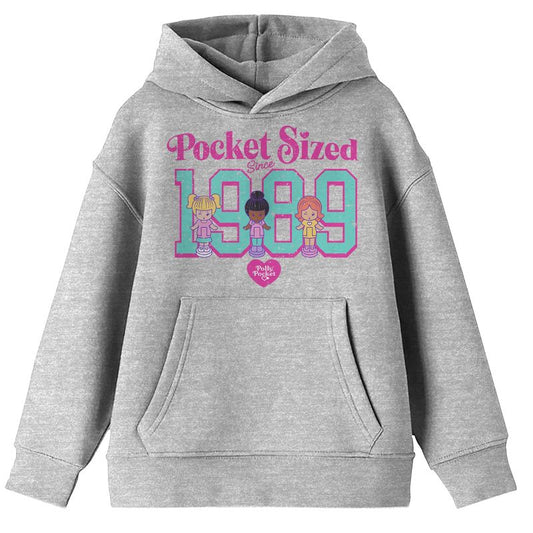 Polly Pocket Pocket Sized Since 1989 Long Sleeve Athletic Heather Youth Hooded Sweatshirt