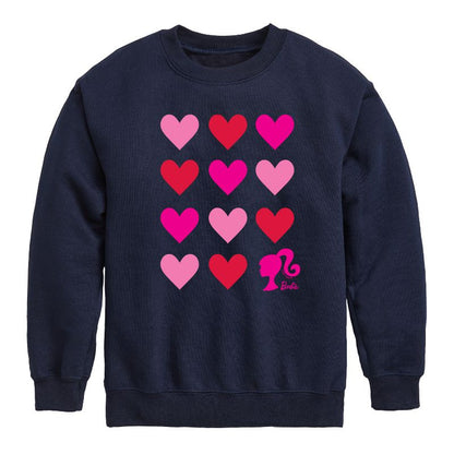 Boys' - Barbie - Barbie Heart Grid Graphic Long Sleeve Fleece Sweatshirt