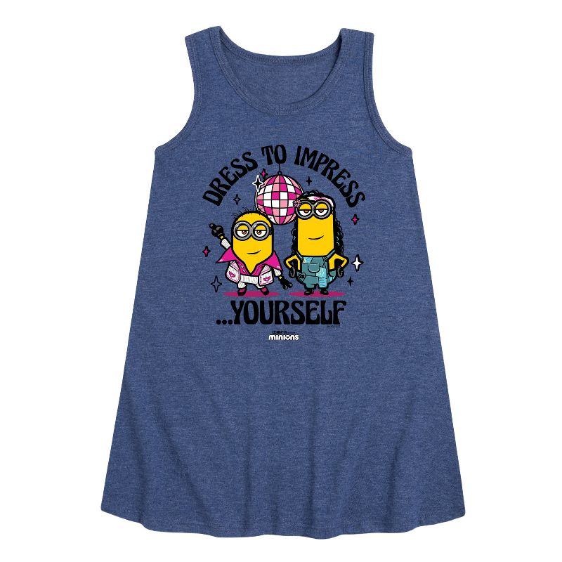 فستان بناتي من فيلم Despicable Me Minions - فستان جذاب بدون أكمام برسومات جرافيكية