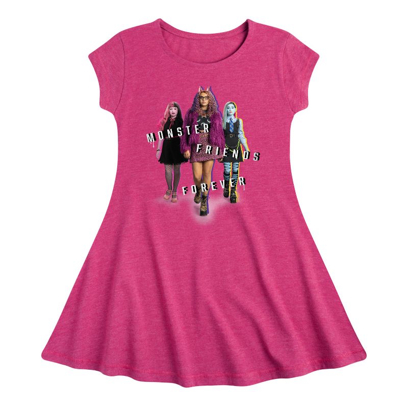 Girls' - Mattel - Frankie, Draculaura, & Clawdeen M.F.F Fit & Flair Cap Sleeve Dress