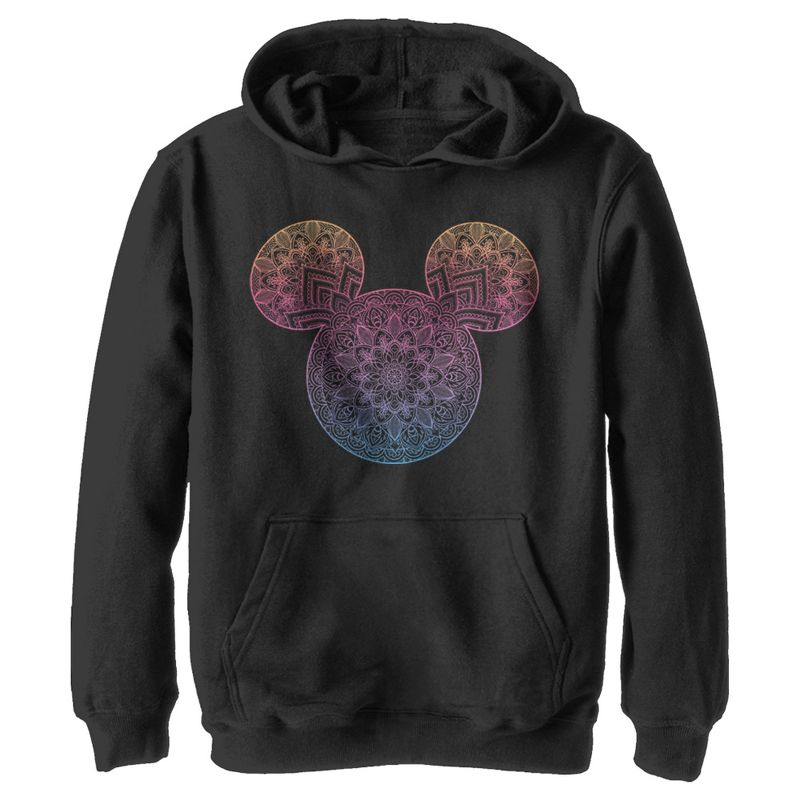 Boy's Disney Mickey Mouse Mandala Silhouette Pull Over Hoodie