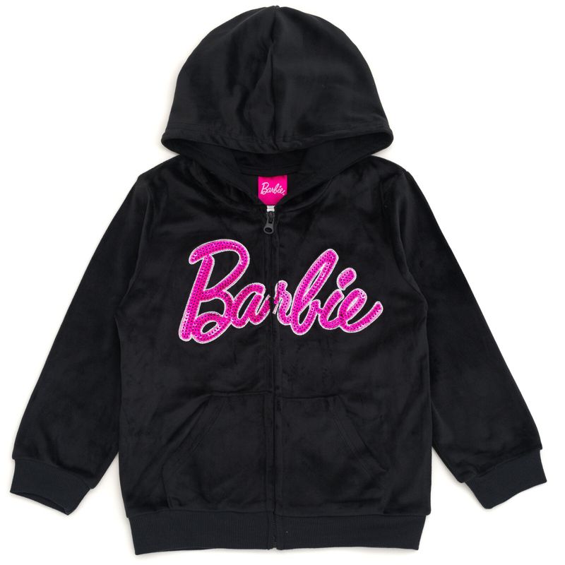 Barbie Girls Velour Matching Family Zip Up Hoodie Little Kid to Adult