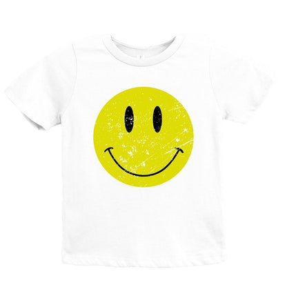 تي شيرت شبابي بأكمام قصيرة بتصميم وجه مبتسم باهت من متجر جونيبر