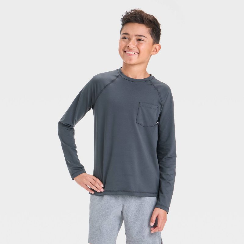 Boys' Long Sleeve Solid Rash Guard Top - art class™ Mint Green