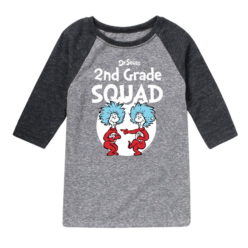 Boys' - Dr. Seuss - 2nd Grade Squad Thing 1 and Thing 2 Raglan Graphic T-Shirt