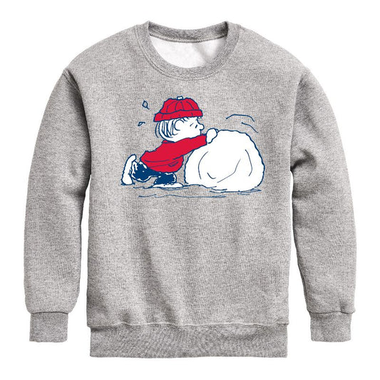 Boys' - Peanuts - Linus Snowball Graphic Long Sleeve Fleece Sweatshirt