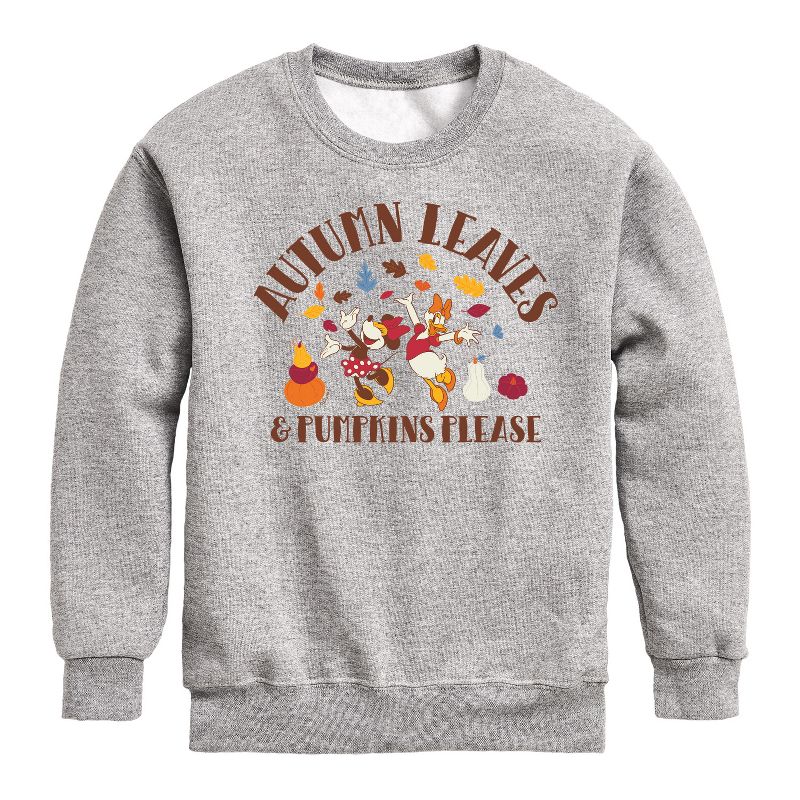 Boys' - Disney - Autumn Leaves And Pumpkins Please Graphic Long Sleeve Fleece Sweatshirt