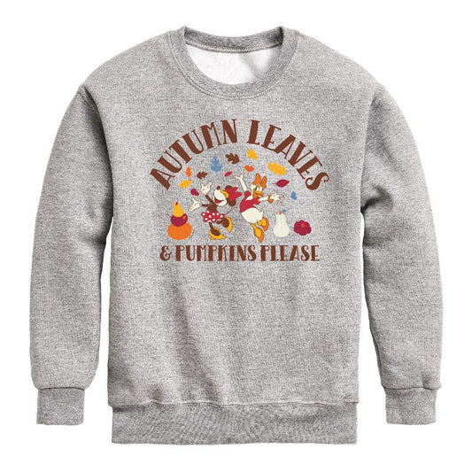 Boys' - Disney - Autumn Leaves And Pumpkins Please Graphic Long Sleeve Fleece Sweatshirt