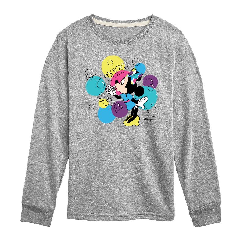 Boys' - Disney - Minnie Mouse Blowing Bubbles Everywhere Long Sleeve Graphic T-Shirt