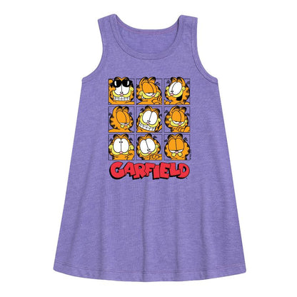 فستان غارفيلد للبنات - فيسز جريد جرافيكي بدون أكمام