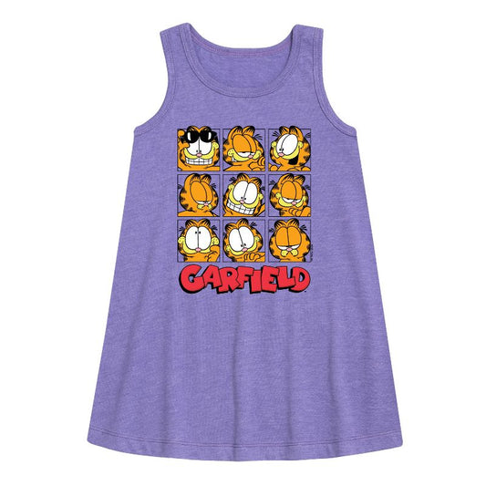 فستان غارفيلد للبنات - فيسز جريد جرافيكي بدون أكمام