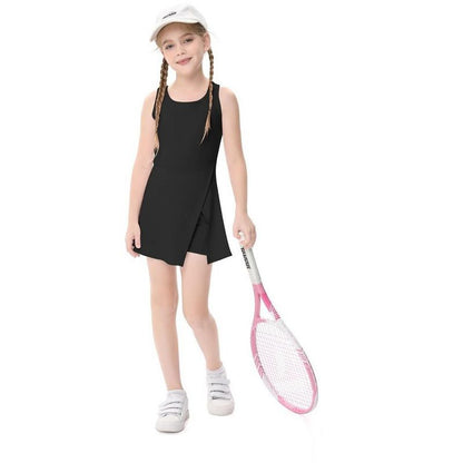 Girls Silt Tennis Dress with Built-in Shorts Girls Athletic Dress Sleeveless A Line Tennis Dress Pleated Girls Golf Dress