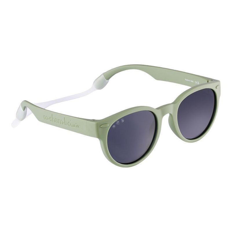 Roshambo Bend-in-Half Flexible Round Kids Sunglasses | Made in Italy | Polarized UV400 Lens | Carrying Sleeve, Silicone Strap & Ear Locks Included!
