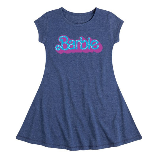 Girls' - Barbie - Pool Water Reflection Fit & Flair Cap Sleeve Dress