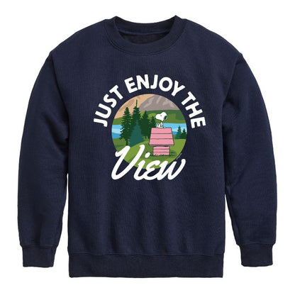 Boys' - Peanuts - Just Enjoy The View Graphic Long Sleeve Fleece Sweatshirt