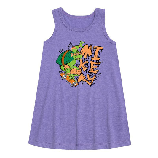فستان مايكي جرافيكي بدون أكمام بتصميم سلاحف النينجا المراهقة المتحولة للبنات